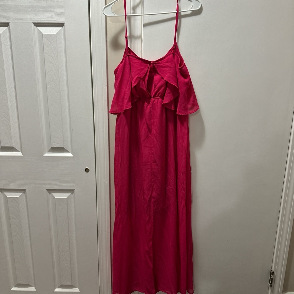 Pink Spaghetti Strap Maxi Dress